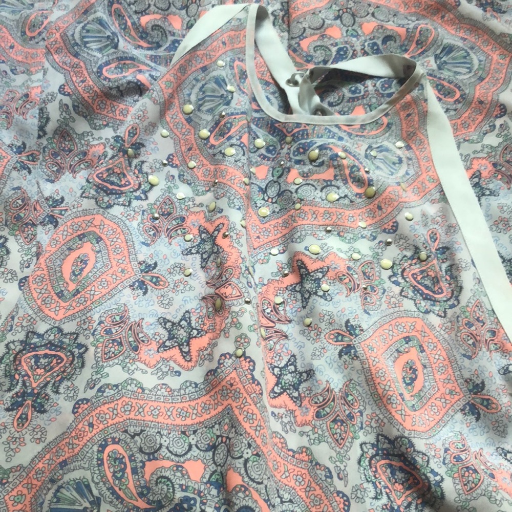 Paisley printed maxi dress beach cover up lace up